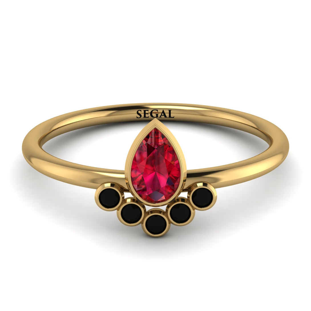 Pear Shaped Stacking Black Diamond Ring - Brianna No. 40