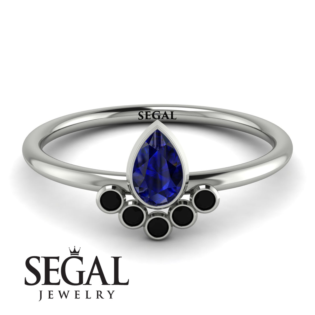 Pear Shaped Stacking Black Diamond Ring - Brianna No. 45