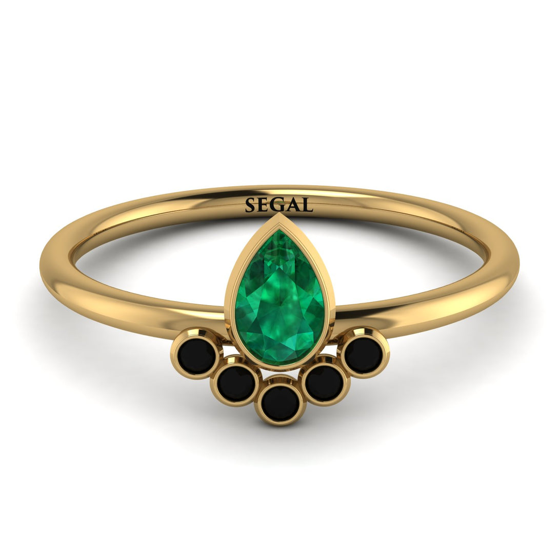Pear Shaped Stacking Black Diamond Ring - Brianna No. 34