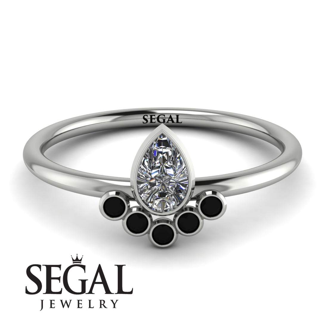Pear Shaped Stacking Black Diamond Ring - Brianna No. 33