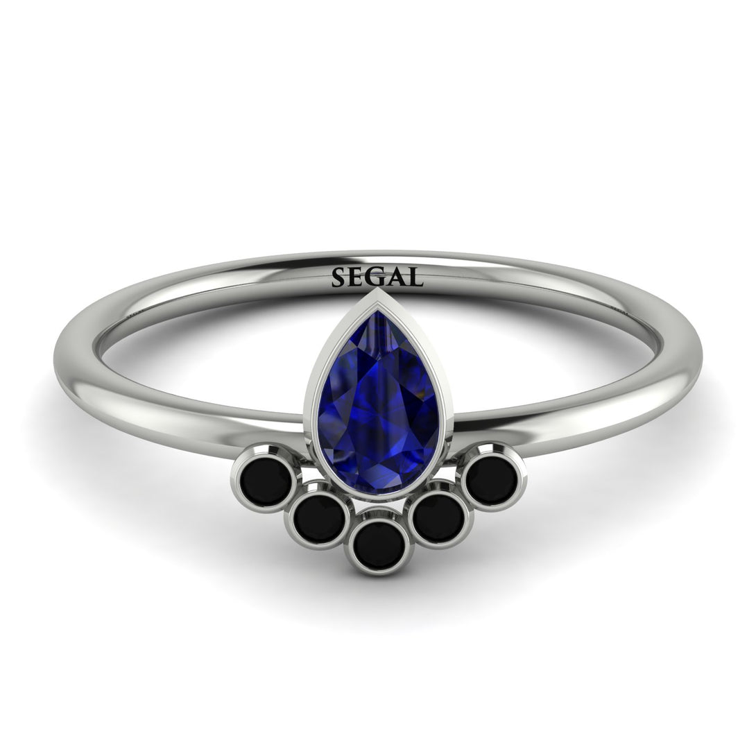 Pear Shaped Stacking Black Diamond Ring - Brianna No. 45