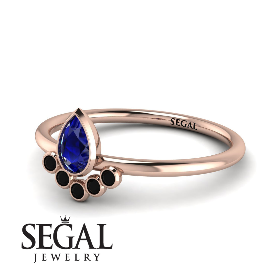 Pear Shaped Stacking Black Diamond Ring - Brianna No. 44