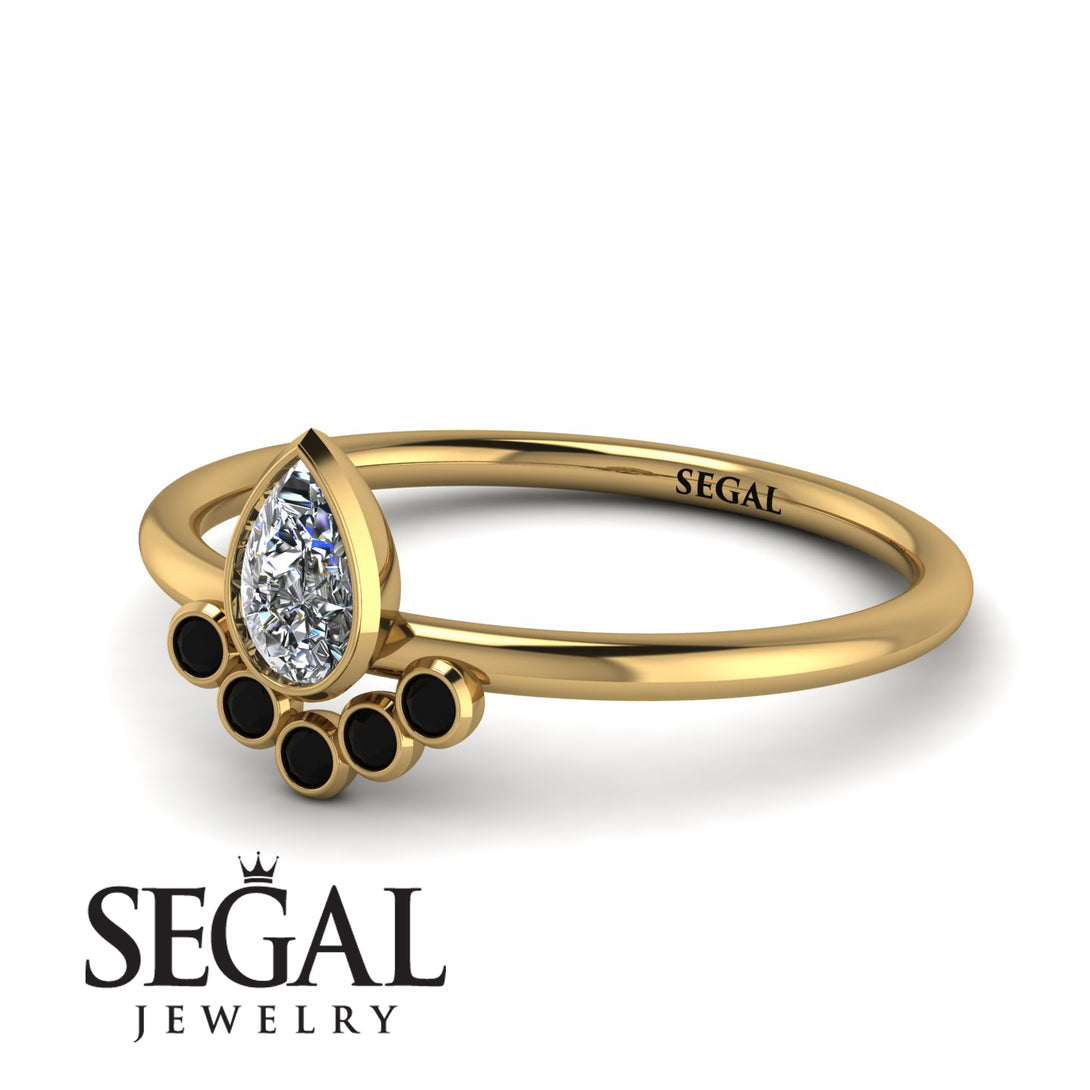Pear Shaped Stacking Black Diamond Ring - Brianna No. 31