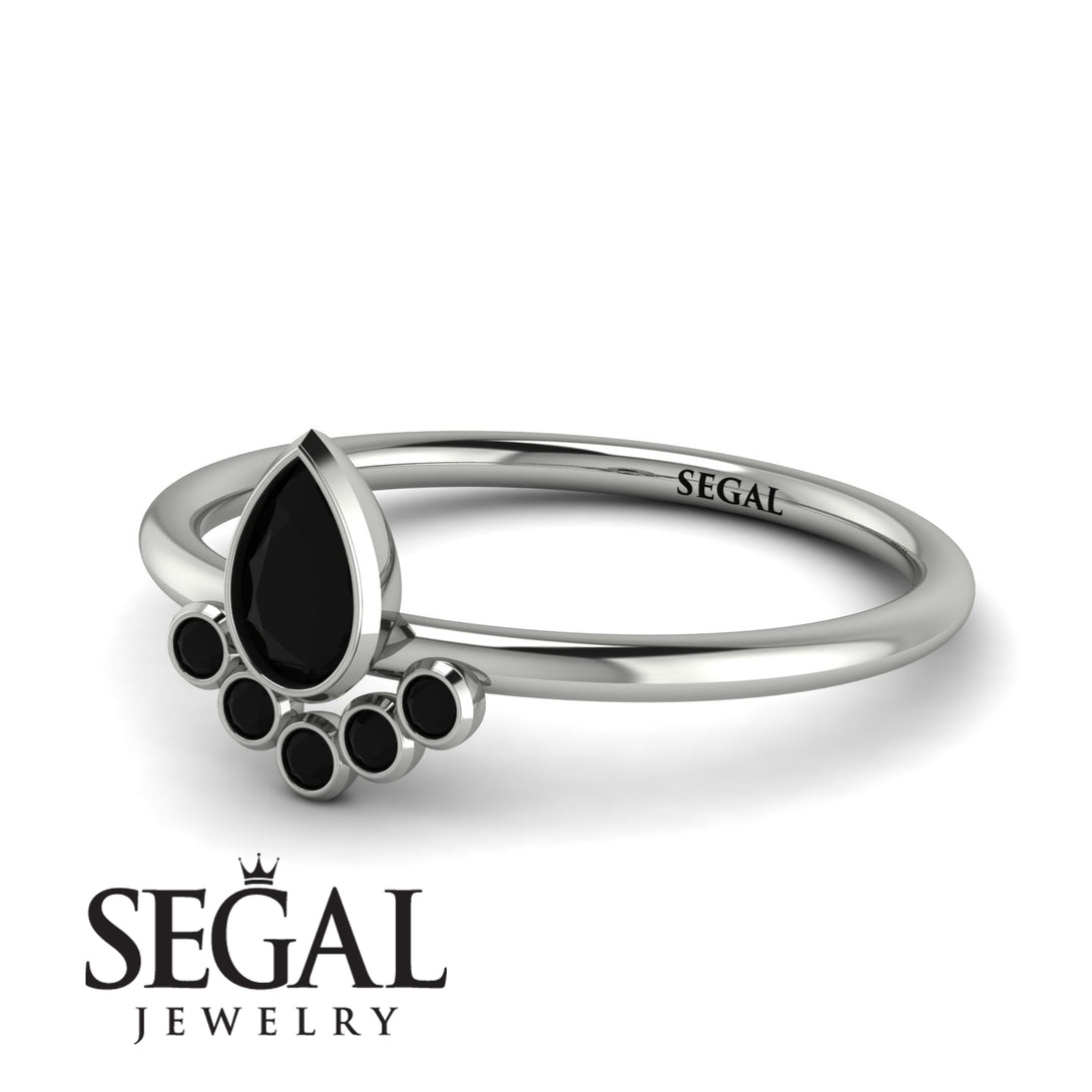Pear Shaped Stacking Black Diamond Ring - Brianna No. 39