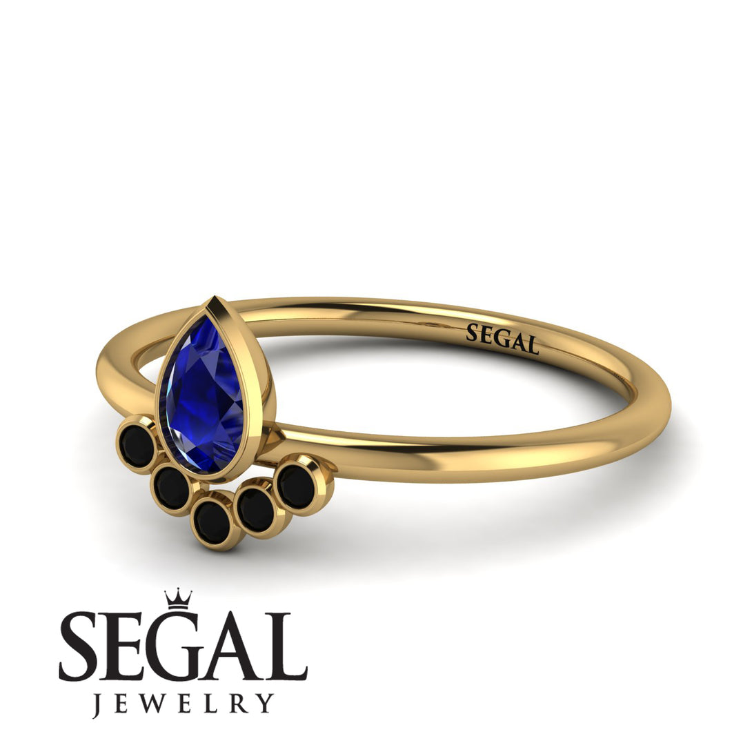 Pear Shaped Stacking Black Diamond Ring - Brianna No. 43