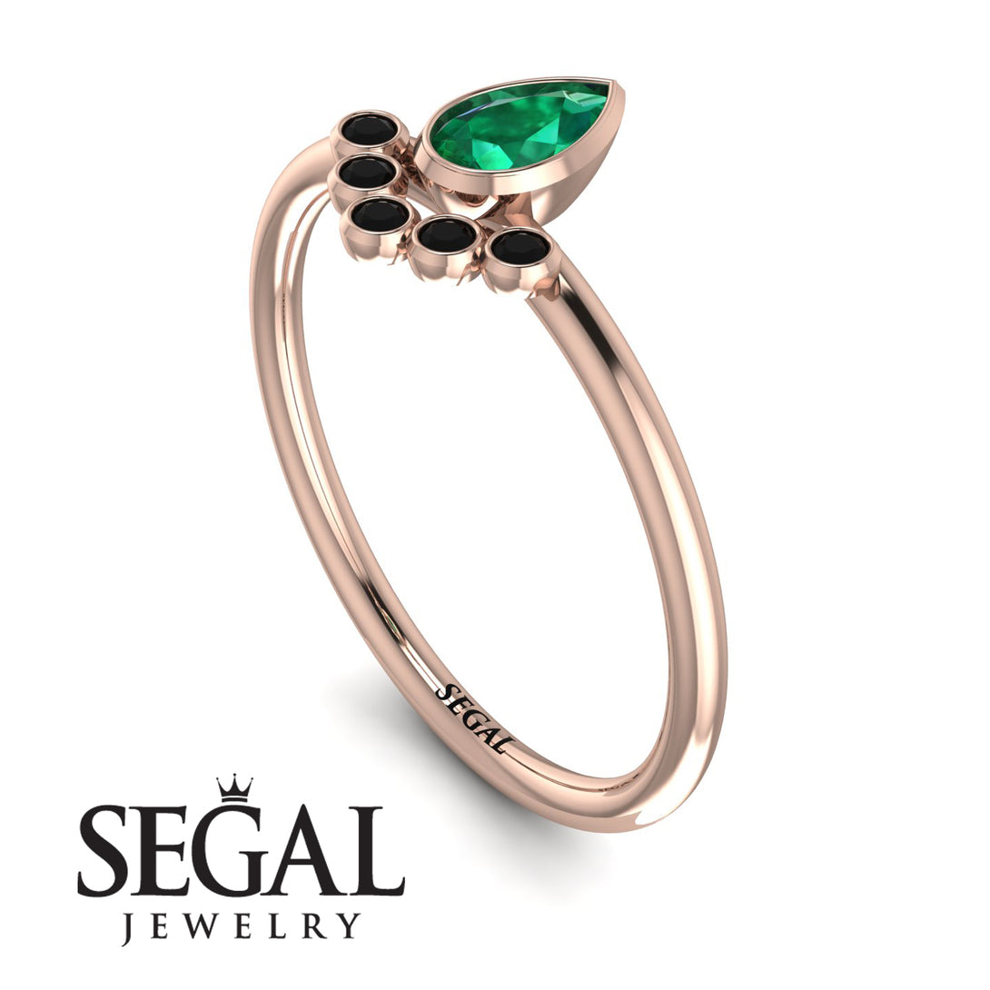 Pear Shaped Stacking Black Diamond Ring - Brianna No. 35