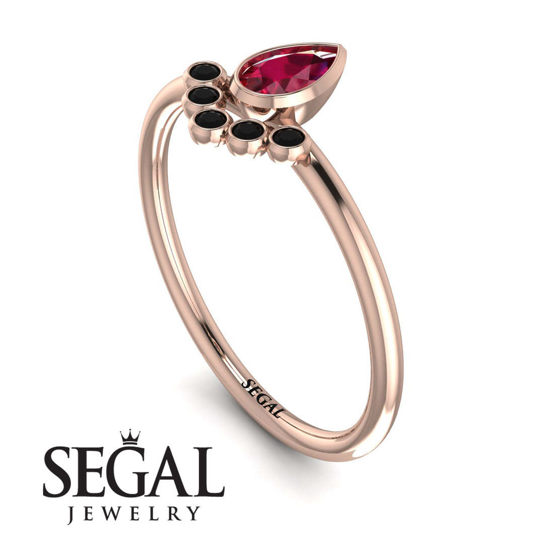 Pear Shaped Stacking Black Diamond Ring - Brianna No. 41