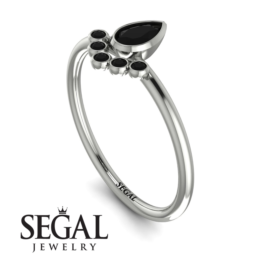 Pear Shaped Stacking Black Diamond Ring - Brianna No. 39