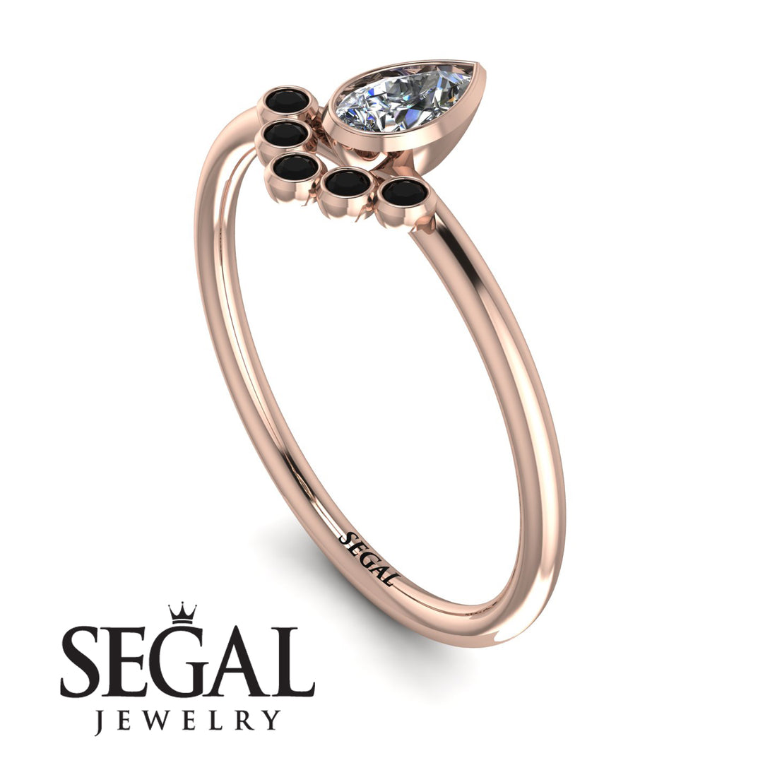 Pear Shaped Stacking Black Diamond Ring - Brianna No. 32