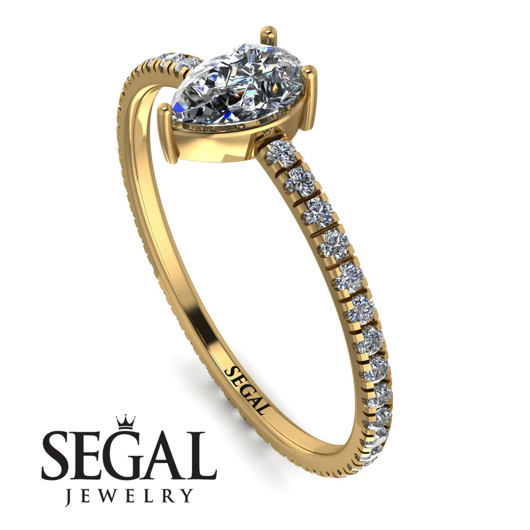 Pear Moissanite Ring With Micro Pave - Taylor No. 1