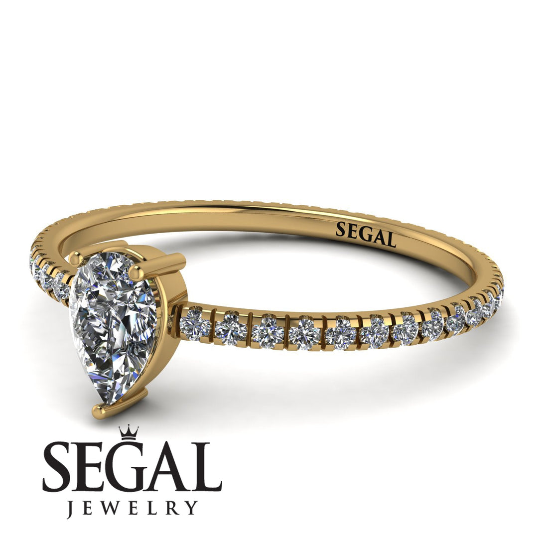 Pear Moissanite Ring With Micro Pave - Taylor No. 1