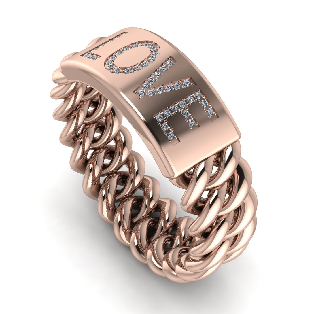 Personalized Diamond Chain Ring - Lucia No. 2