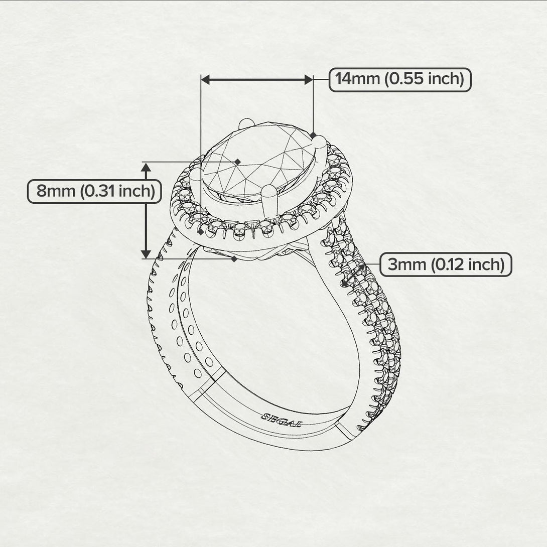 Two Tones Gorgeous Oval Cut Diamond Pave Double Shank Engagement Ring With Hidden Stone - Phoebe No. 76