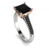 Two Tones Luxury Pave Princess Cut Black Diamond Engagement Ring With Hidden Stone - Sabrina No. 81