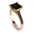 Two Tones Luxury Pave Princess Cut Black Diamond Engagement Ring With Hidden Stone - Sabrina No. 79