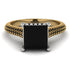 Two Tones Luxury Pave Princess Cut Black Diamond Engagement Ring With Hidden Stone - Sabrina No. 80