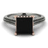 Two Tones Luxury Pave Princess Cut Black Diamond Engagement Ring With Hidden Stone - Sabrina No. 81