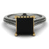 Two Tones Luxury Pave Princess Cut Black Diamond Engagement Ring With Hidden Stone - Sabrina No. 80