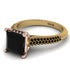 Two Tones Luxury Pave Princess Cut Black Diamond Engagement Ring With Hidden Stone - Sabrina No. 79