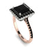 Two Tones Gorgeous Princess Cut Black Diamond Pave Engagement Ring With Hidden Stone - Margot No. 81