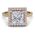 Two Tones Gorgeous Princess Cut Diamond Pave Engagement Ring With Hidden Stone - Margot No. 76