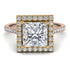 Two Tones Gorgeous Princess Cut Diamond Pave Engagement Ring With Hidden Stone - Margot No. 76