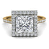 Two Tones Gorgeous Princess Cut Diamond Pave Engagement Ring With Hidden Stone - Margot No. 77