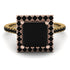 Two Tones Gorgeous Princess Cut Black Diamond Pave Engagement Ring With Hidden Stone - Margot No. 79