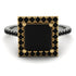 Two Tones Gorgeous Princess Cut Black Diamond Pave Engagement Ring With Hidden Stone - Margot No. 80