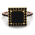 Two Tones Gorgeous Princess Cut Black Diamond Pave Engagement Ring With Hidden Stone - Margot No. 79