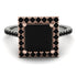 Two Tones Gorgeous Princess Cut Black Diamond Pave Engagement Ring With Hidden Stone - Margot No. 81