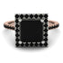 Two Tones Gorgeous Princess Cut Black Diamond Pave Engagement Ring With Hidden Stone - Margot No. 81