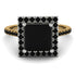 Two Tones Gorgeous Princess Cut Black Diamond Pave Engagement Ring With Hidden Stone - Margot No. 80