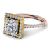 Two Tones Gorgeous Princess Cut Diamond Pave Engagement Ring With Hidden Stone - Margot No. 76