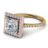 Two Tones Gorgeous Princess Cut Diamond Pave Engagement Ring With Hidden Stone - Margot No. 76