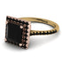 Two Tones Gorgeous Princess Cut Black Diamond Pave Engagement Ring With Hidden Stone - Margot No. 79