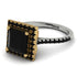 Two Tones Gorgeous Princess Cut Black Diamond Pave Engagement Ring With Hidden Stone - Margot No. 80