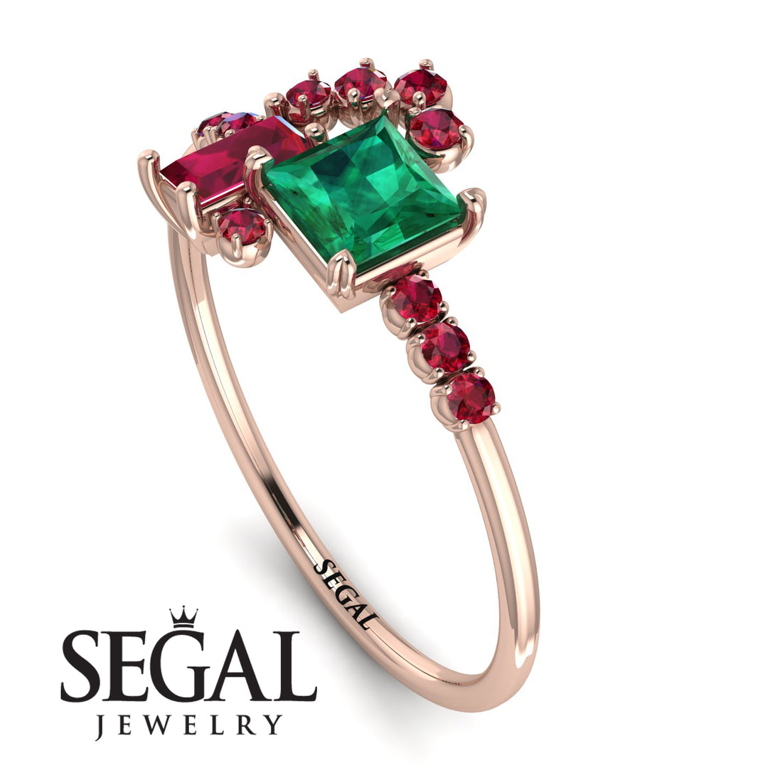 Princess Cut Mix Emerald Ring - Mya No. 50