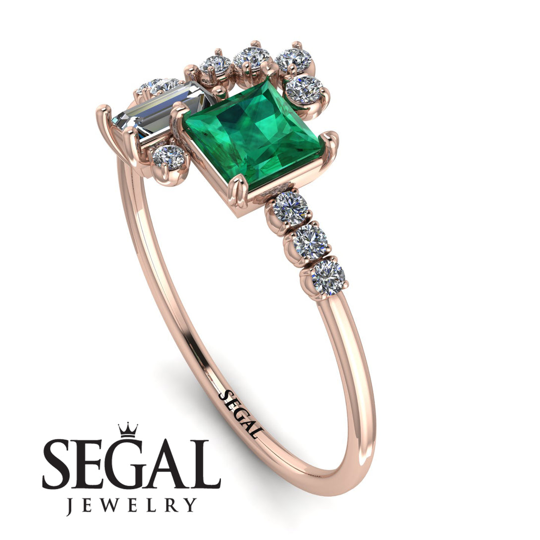 Princess Cut Mix Emerald Ring - Mya No. 5