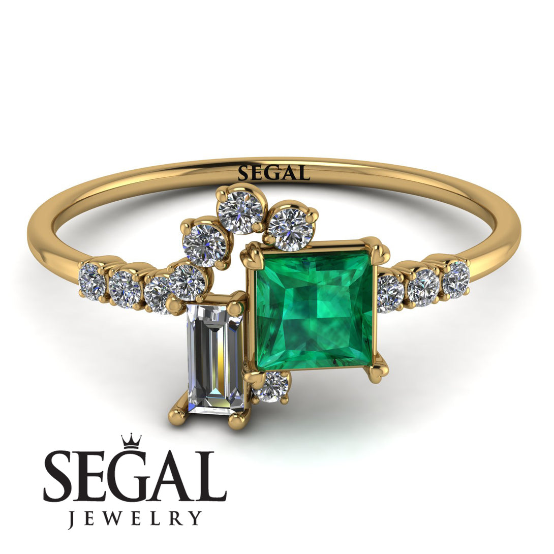 Princess Cut Mix Emerald Ring - Mya No. 4