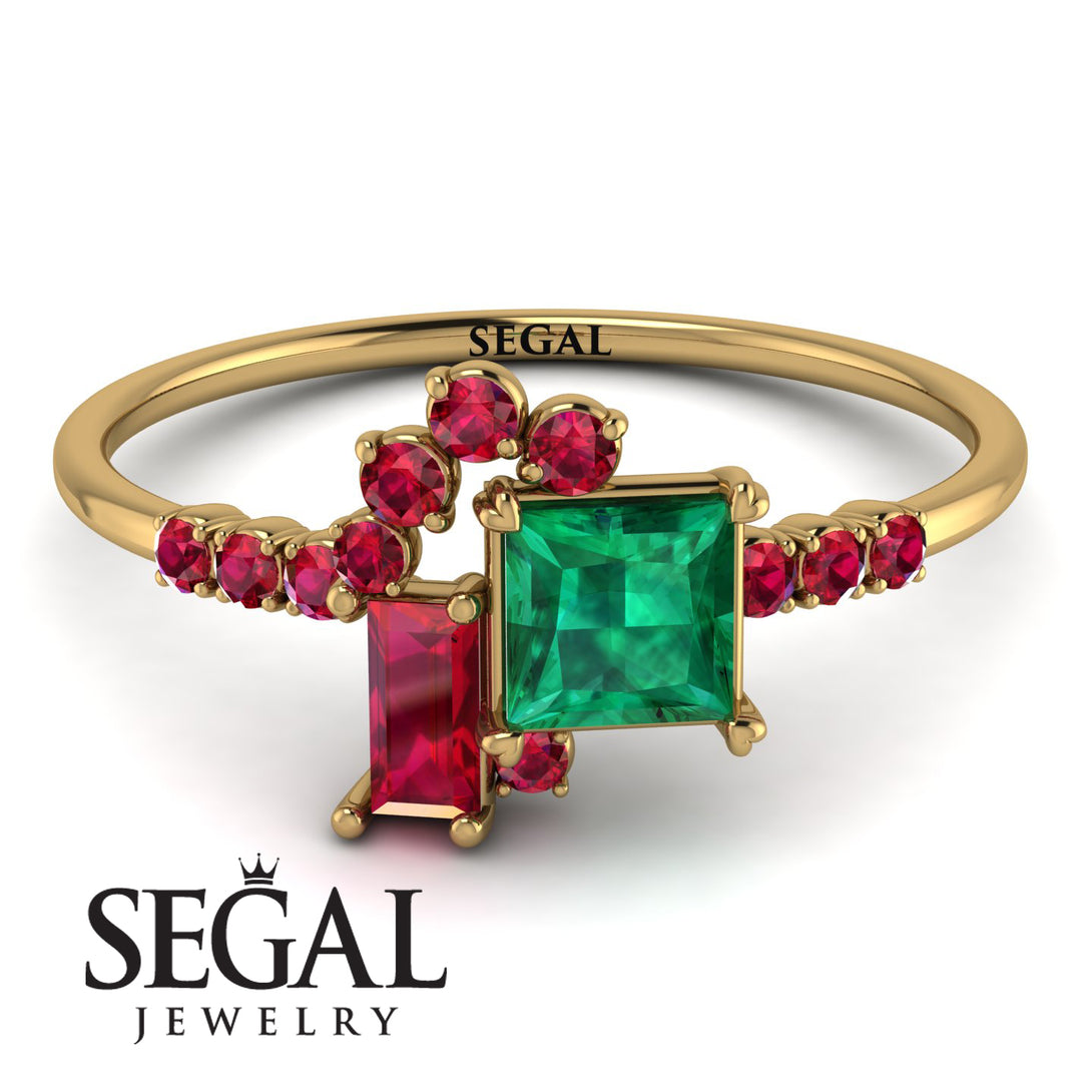 Princess Cut Mix Emerald Ring - Mya No. 49