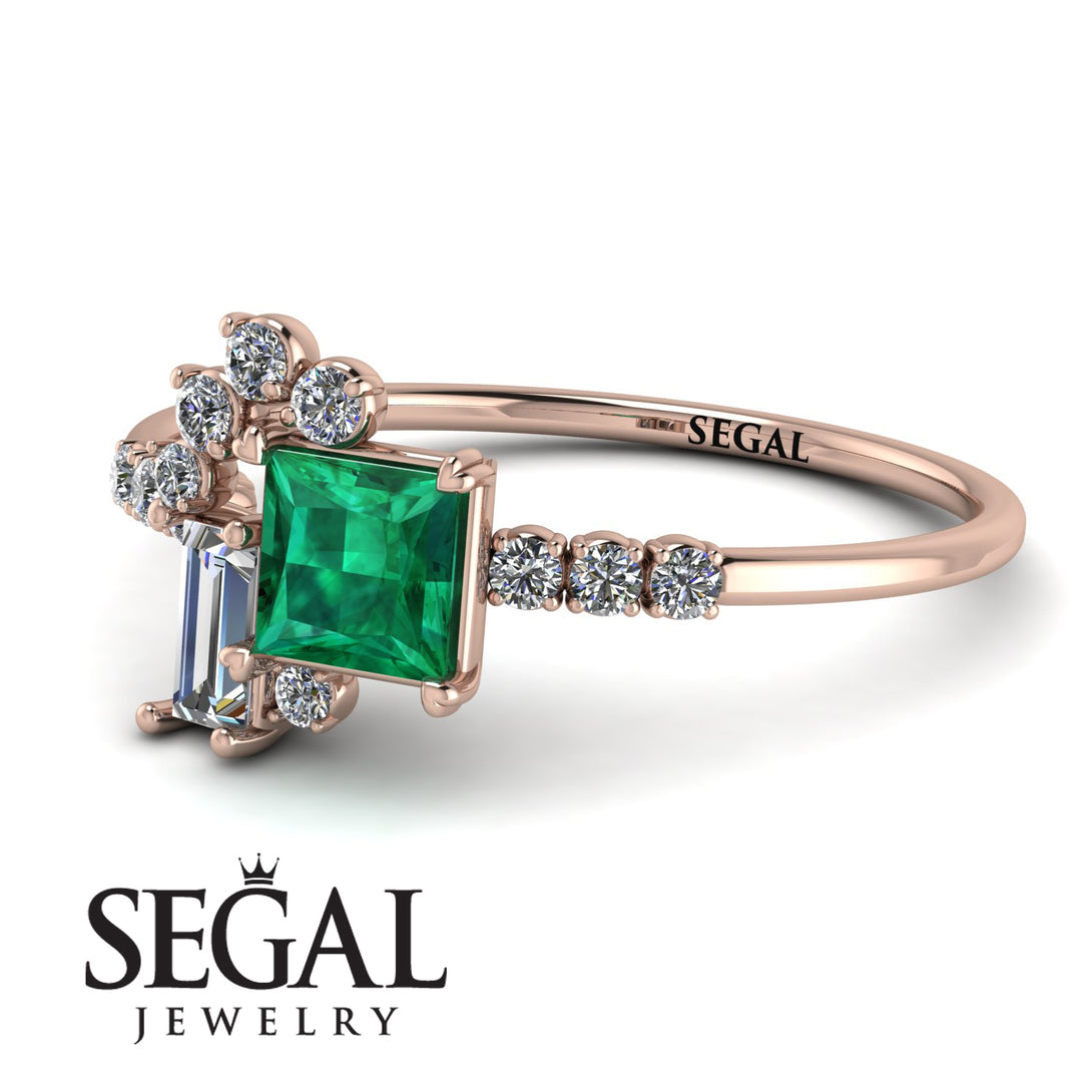 Princess Cut Mix Emerald Ring - Mya No. 5