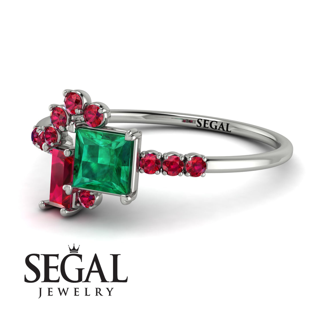 Princess Cut Mix Emerald Ring - Mya No. 51