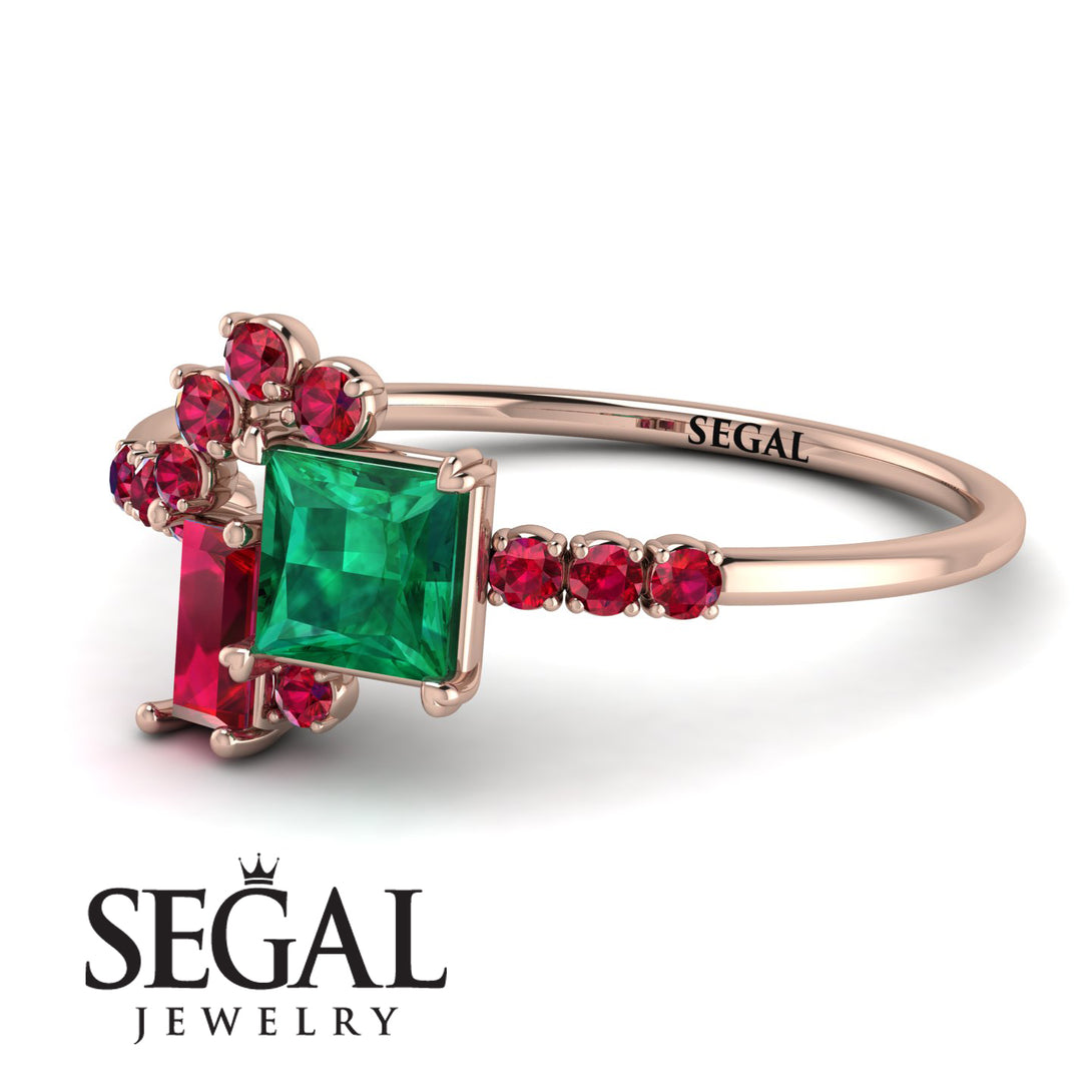 Princess Cut Mix Emerald Ring - Mya No. 50