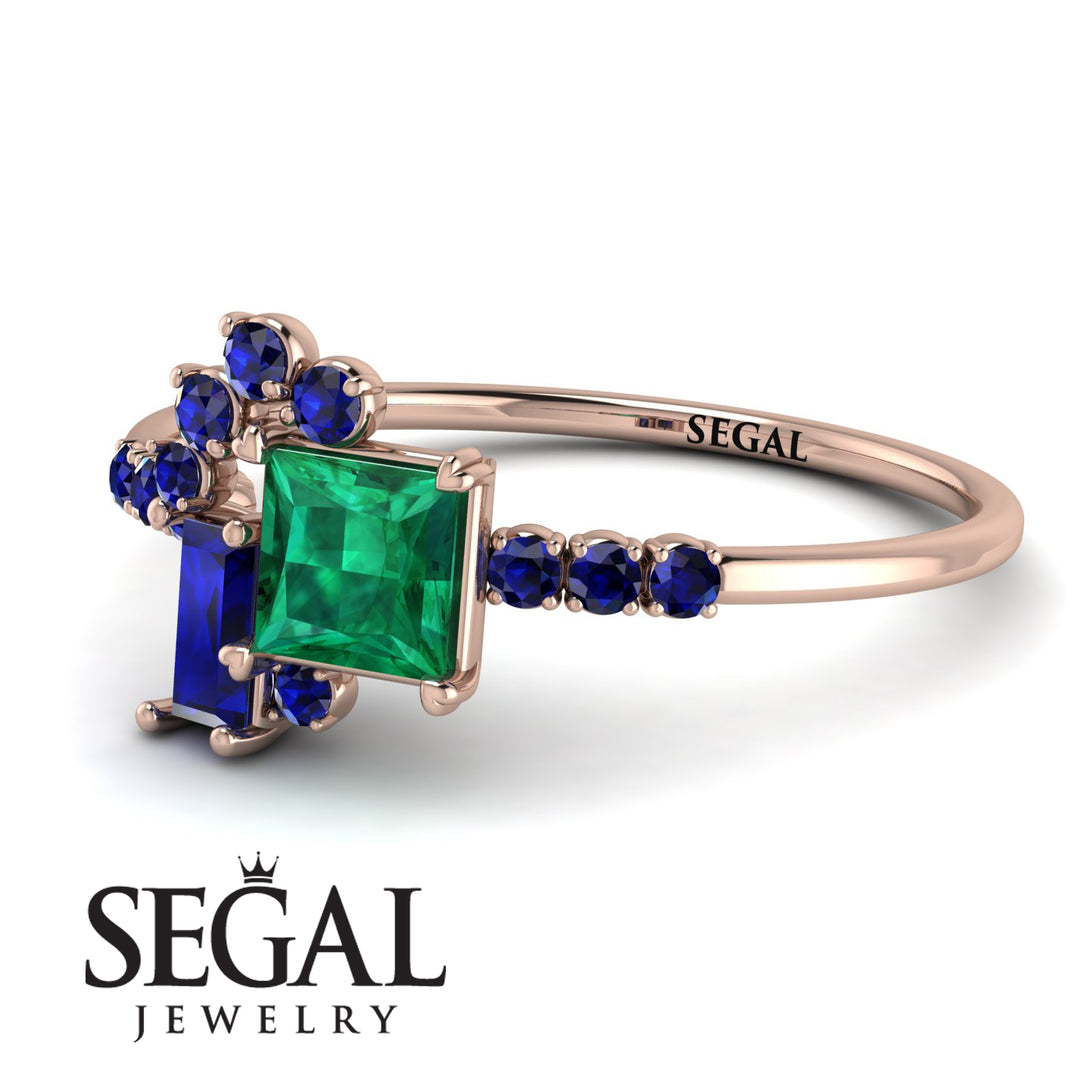 Princess Cut Mix Emerald Ring - Mya No. 65