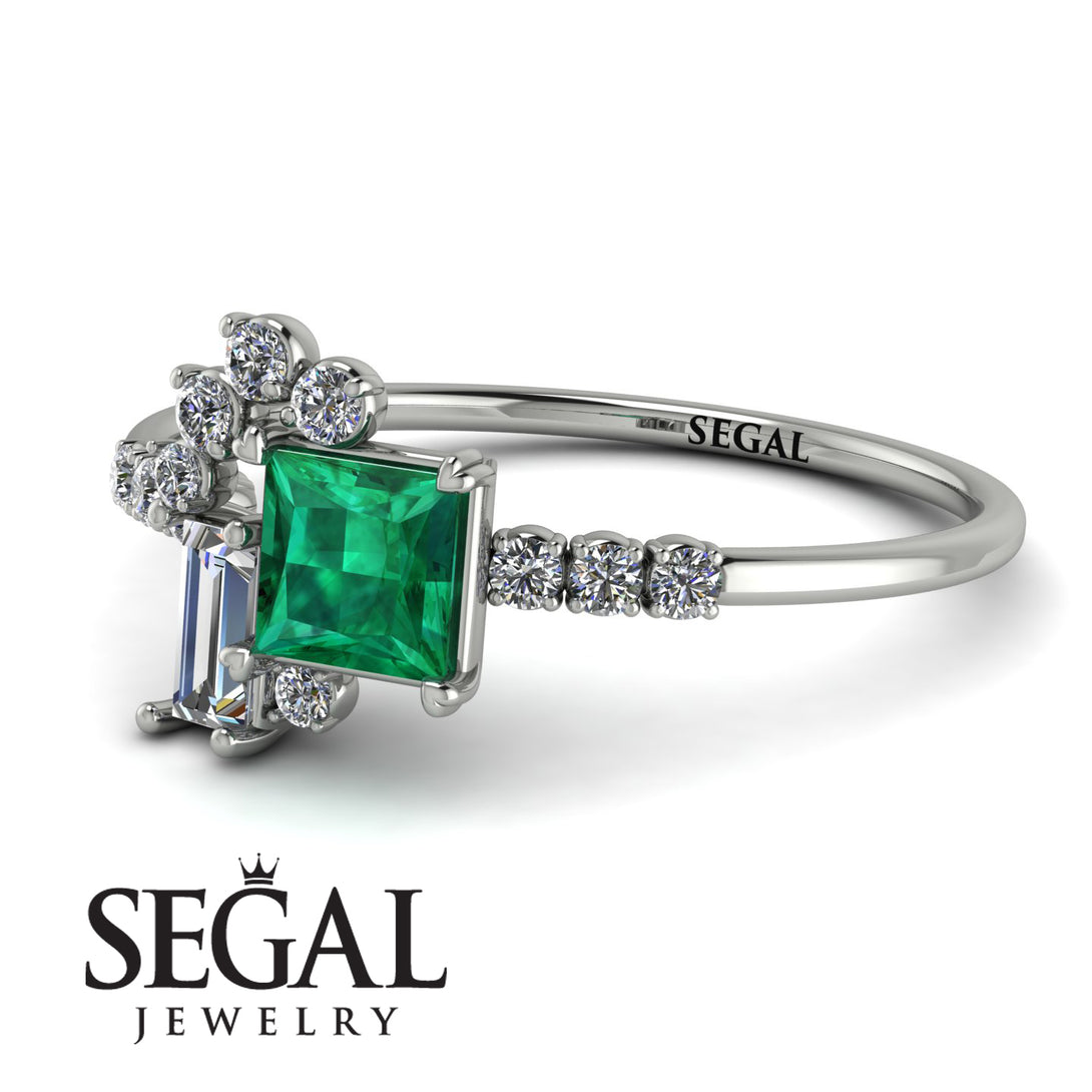 Princess Cut Mix Emerald Ring - Mya No. 6