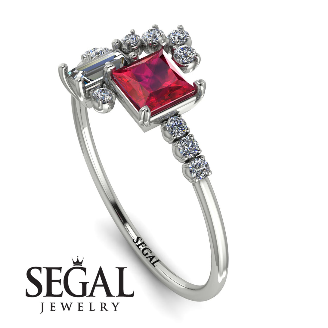 Princess Cut Mix Ruby Ring - Mya No. 12