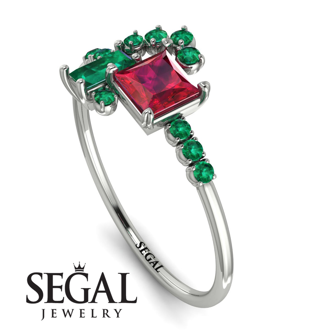 Princess Cut Mix Ruby Ring - Mya No. 27