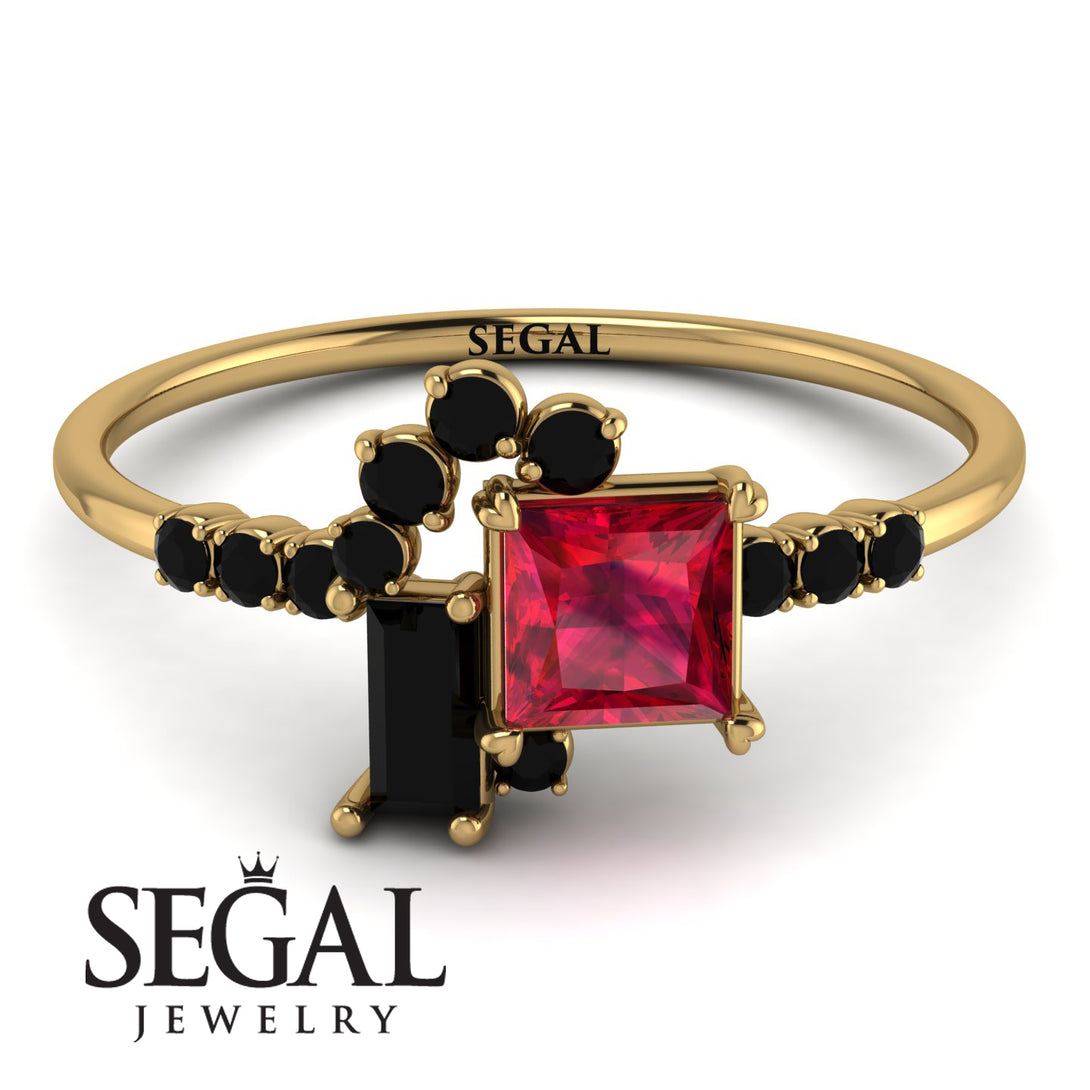 Princess Cut Mix Ruby Ring - Mya No. 40