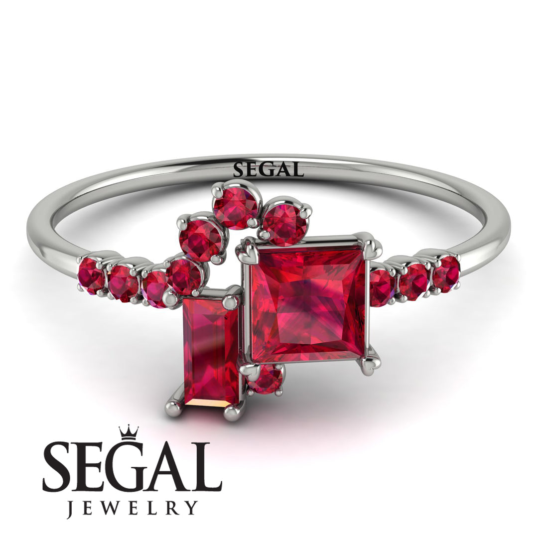 Princess Cut Mix Ruby Ring - Mya No. 57